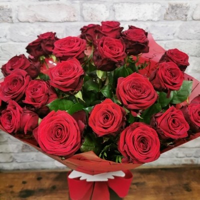 luxury red rose hand-tied bouquet by West Malling Flowers