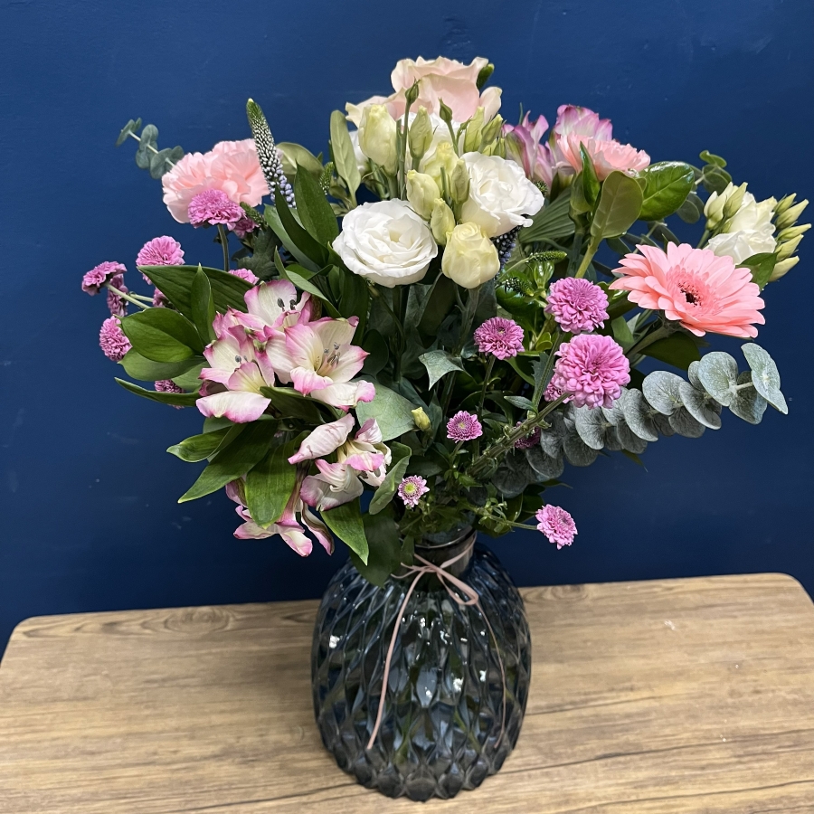 soft pink and white vase flower arrangement West Malling Flowers