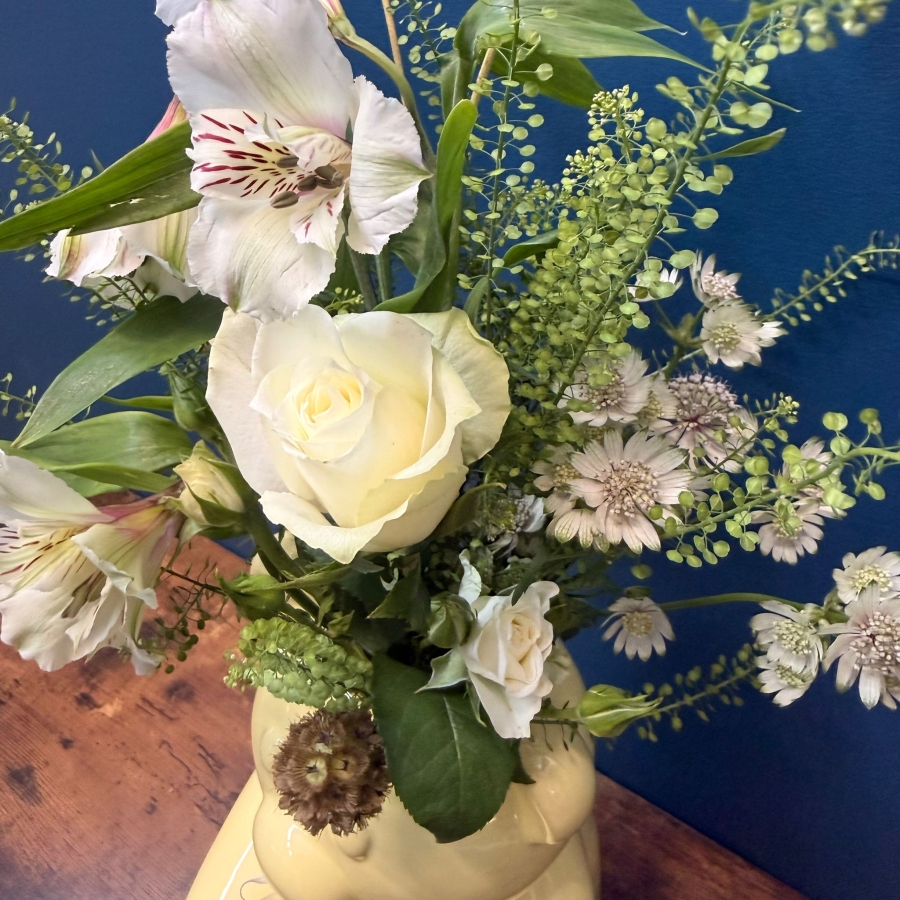 Lemon Teddy Bear Vase Arrangement