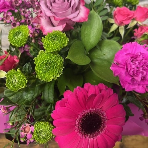 bright Valentine’s vase flower arrangement from West Malling Flowers