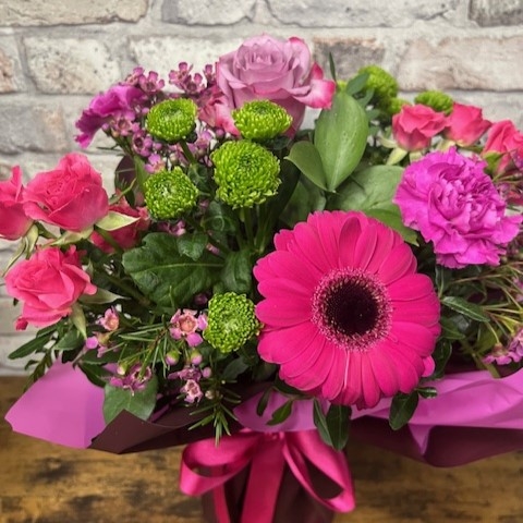 bright Valentine’s vase flower arrangement from West Malling Flowers