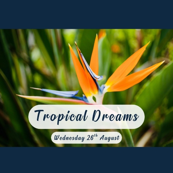 Tropical flower arrangement workshop with bright seasonal flowers and foliage