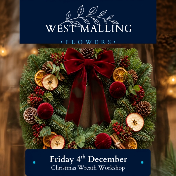 Christmas wreath making workshop by West Malling Flowers at Kings Hill Golf Club Kent