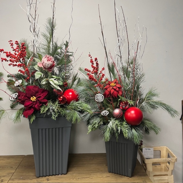 Red & Grey Festive Planters