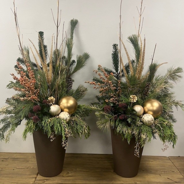 Gold & Brown Festive Outdoor Planters