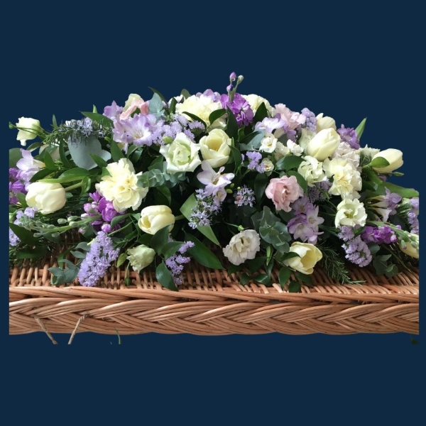 Lilac & White Coffin Spray