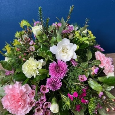 Mother’s Day remembrance posy with seasonal flowers suitable for a graveside tribute