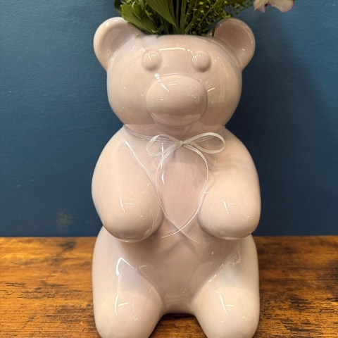 Lilac Teddy Bear Vase Arrangement