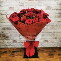 luxury red rose hand-tied bouquet by West Malling Flowers