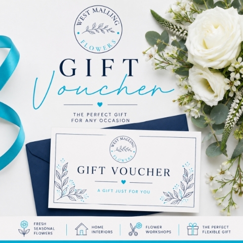 West Malling Flowers florist gift voucher beautifully presented for flower delivery, workshops and gifts in Kent