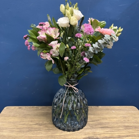 soft pink and white vase flower arrangement West Malling Flowers