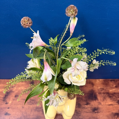 Lemon Teddy Bear Vase Arrangement