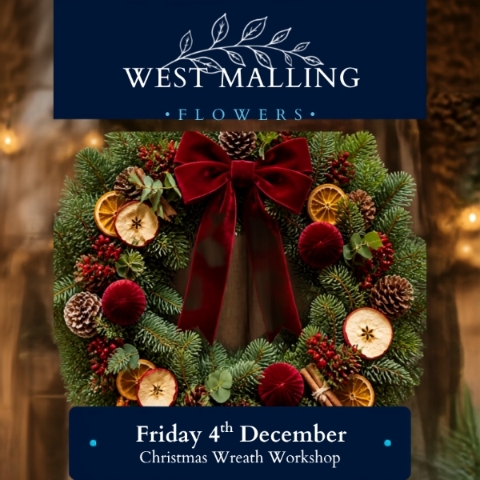 Christmas wreath making workshop by West Malling Flowers at Kings Hill Golf Club Kent