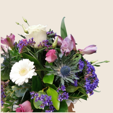 pretty pastel flower gift box arrangement from West Malling Flowers