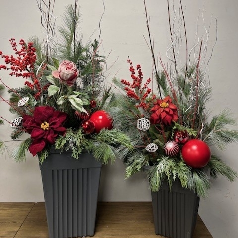 Red & Grey Festive Planters