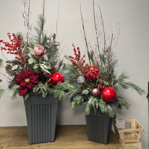 Red & Grey Festive Planters