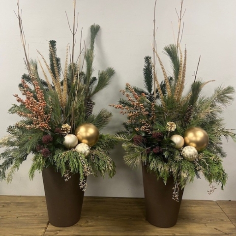 Gold & Brown Festive Outdoor Planters