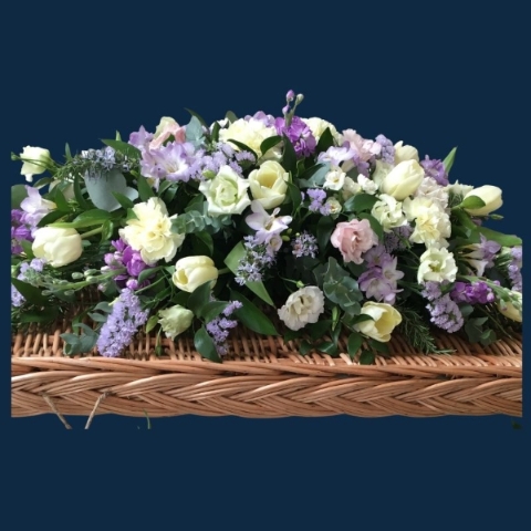 Lilac & White Coffin Spray