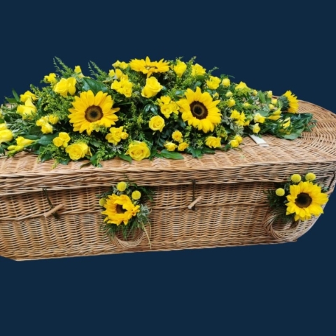 Sunflower & Yellow Coffin Spray